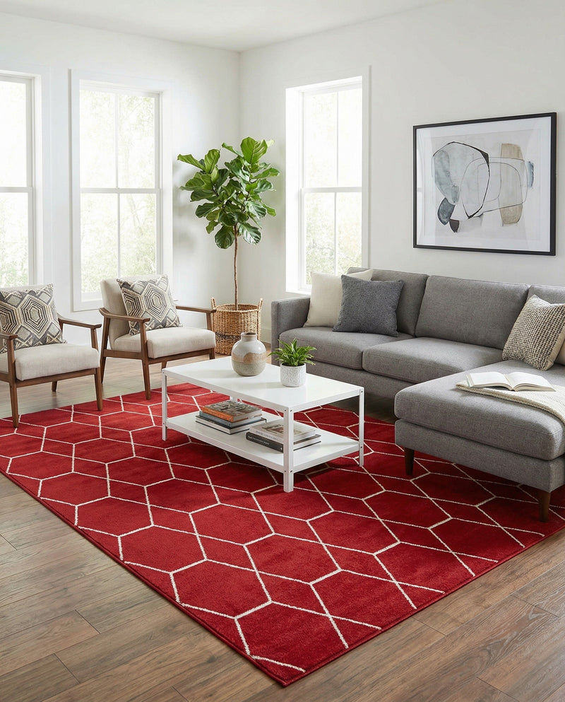 Trellis Mosaic Collection Area Rug - Arborville (Red) Rectangle Red  lifestyle 5