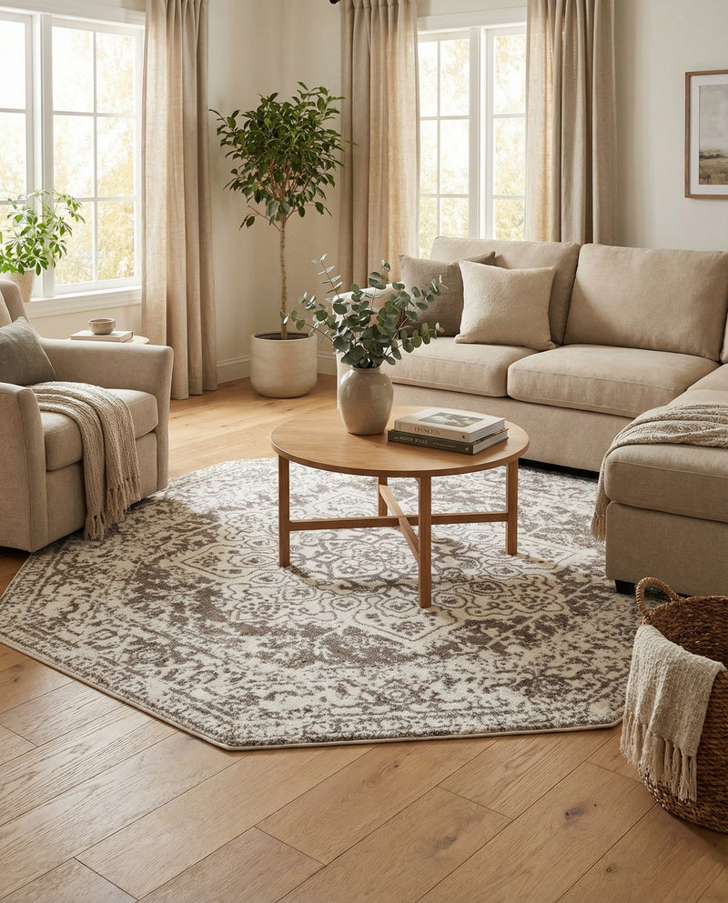 Georgetown Rugs Collection Area Rug - Dupont (White) Octagon White  lifestyle 54
