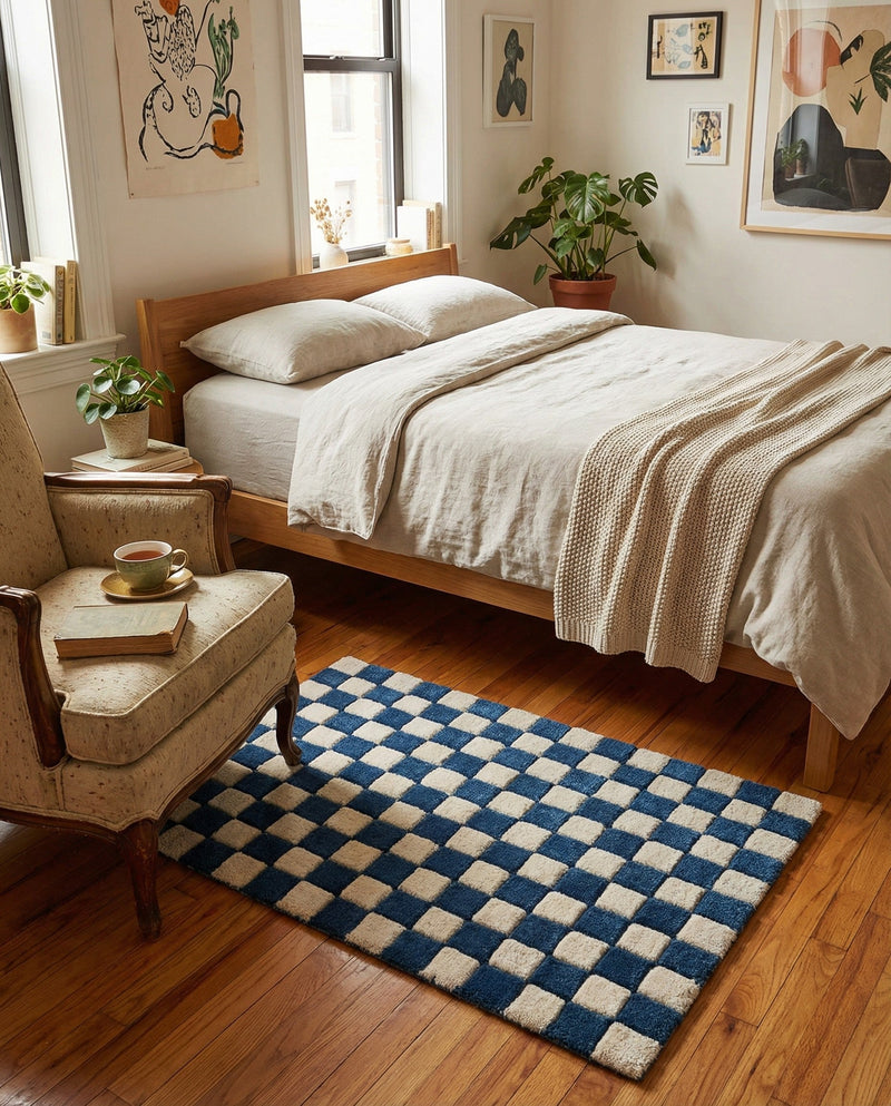 Shepherd's Glen Wool Collection Area Rug - Reykjavik Rectangle Blue and White  lifestyle 31
