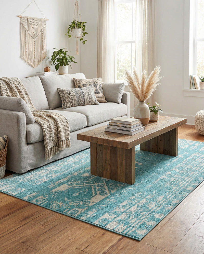Brighton Stripes Collection Area Rug - Sussex (Light Blue) Rectangle Light Blue  lifestyle 8