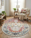 Parisian Elegance Collection Area Rug - Versailles (Pink Gray) Oval Pink Gray  lifestyle 34