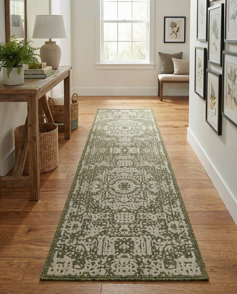 Patio Heritage Collection Area Rug - Savannah (Green) Runner Green  lifestyle 69