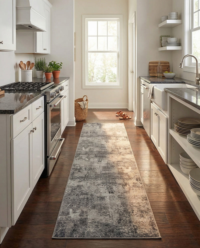 Riviera Elegance Collection Area Rug -  Grasse Runner Dark Gray  lifestyle 73