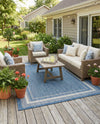 Terrace Fringe Collection Area Rug - Veranda (Blue) Rectangle Blue  lifestyle 18