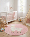 Wonder Tykes Collection Area Rug -  Marvel Round Pink  lifestyle 73