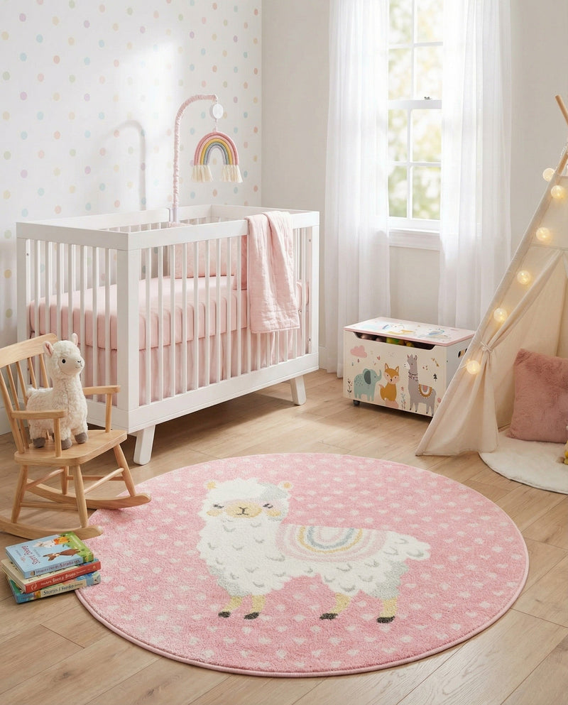 Wonder Tykes Collection Area Rug -  Marvel Round Pink  lifestyle 73