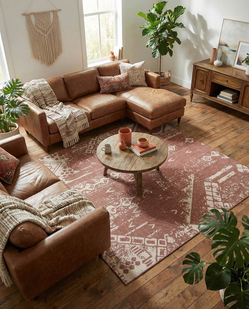 Desert Nomad Terrace Collection Area Rug - Sahara (Rust Red) Square Rust Red  lifestyle 21