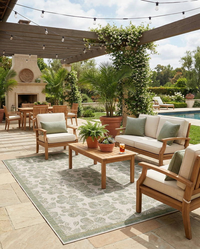 Coastal Terrace Collection Area Rug -  Marina Rectangle Ivory and Beige  lifestyle 20