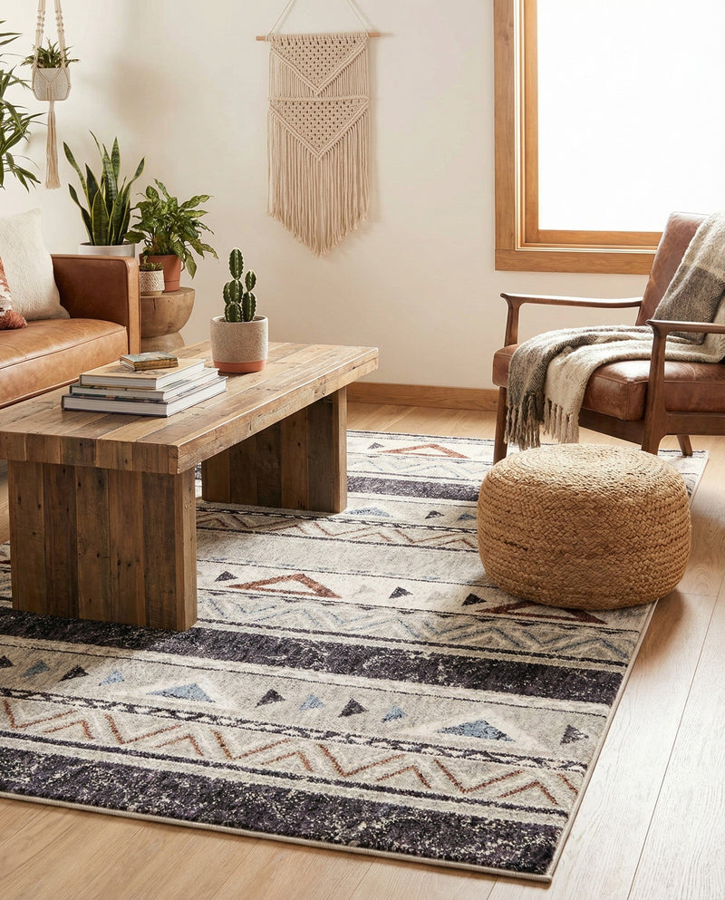 Desert Modern Eco Rug Series Collection Area Rug -  Arches Rectangle Gray  lifestyle 11
