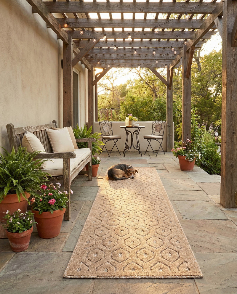 Garden Lattice Charm Collection Area Rug - Arbor (Beige) Runner Beige  lifestyle 34