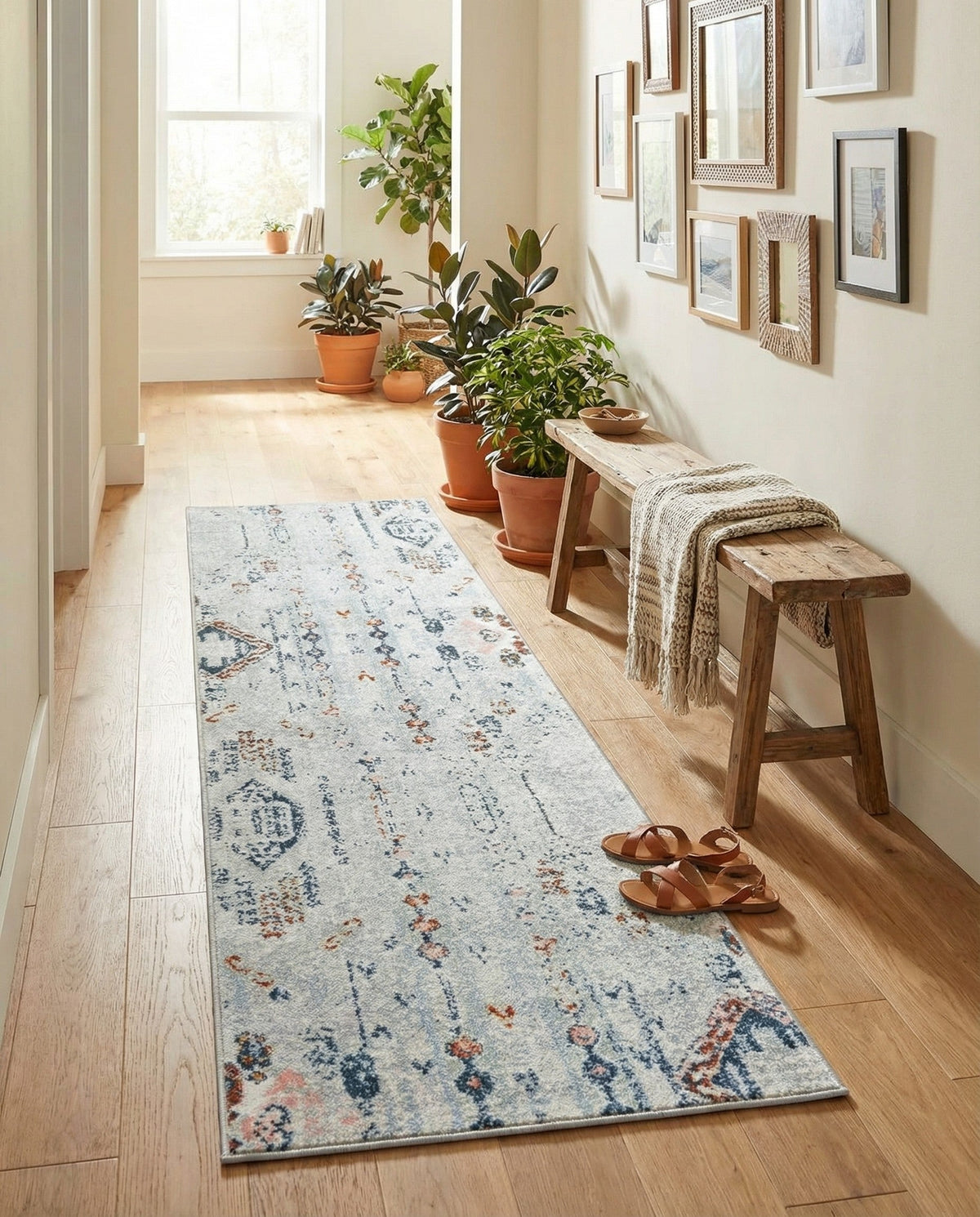 Aegean Elegance Washables Collection Area Rug -  Zakynthos Runner Ivory Gray  lifestyle 166
