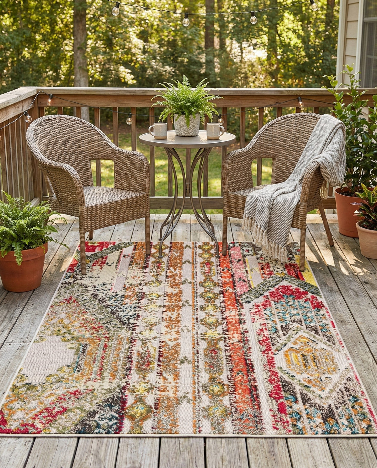 Outdoor Marrakesh Collection Area Rug -  Agadir Rectangle Multi Beige  lifestyle 34
