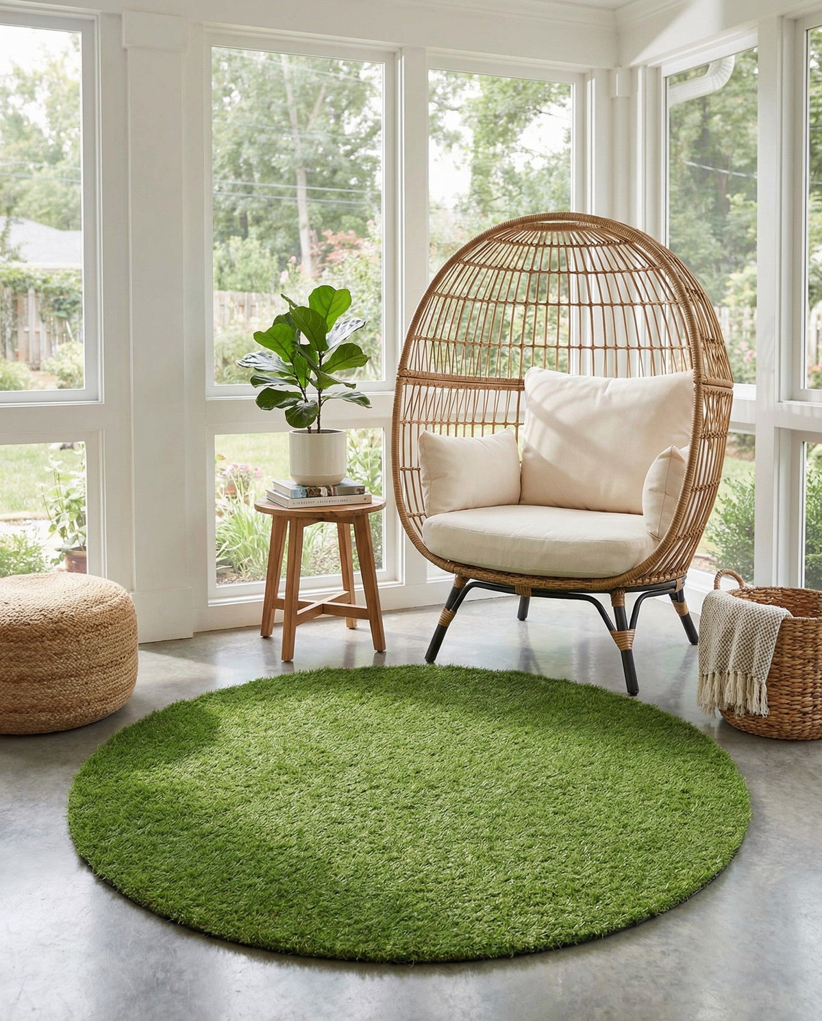 Meadow Retreat Collection Area Rug - Glen Round Green  lifestyle 128