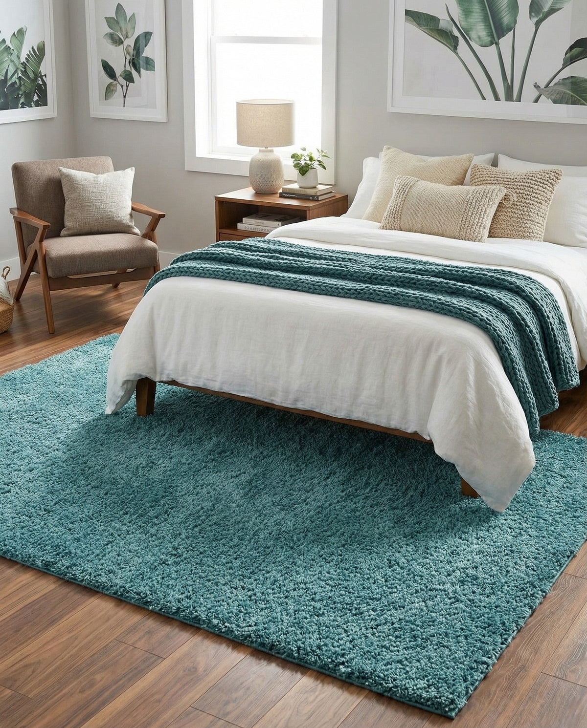 Cozy Comfort Shag Collection Area Rug - Haven (Turquoise) Rectangle Turquoise  lifestyle 5