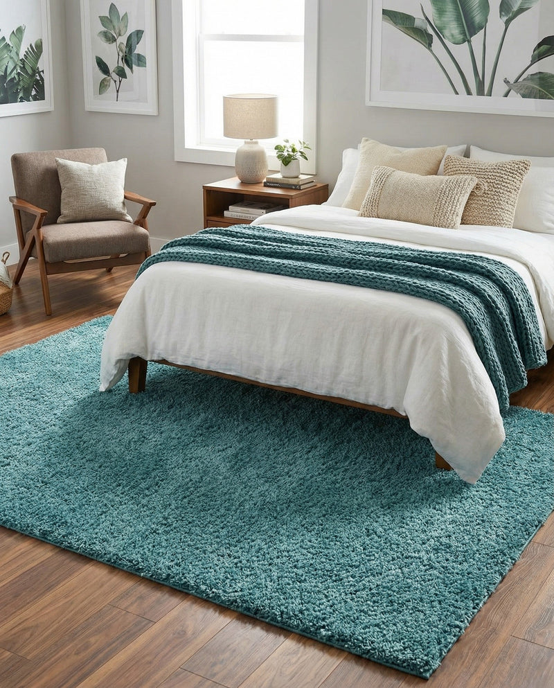 Cozy Comfort Shag Collection Area Rug - Haven (Turquoise) Rectangle Turquoise  lifestyle 5