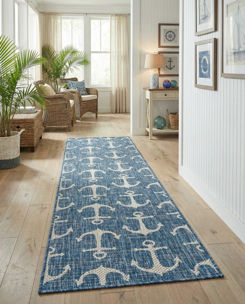 Seaside Haven Rugs Collection Area Rug - Sapphire (Blue) Runner Blue  lifestyle 47