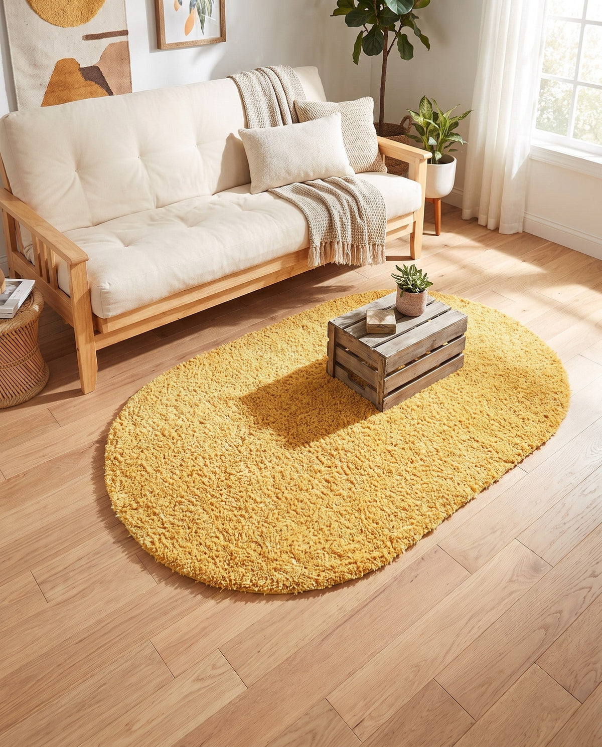 Alpine Plush Collection Area Rug -  Cortina (Sun Yellow) Oval Sun Yellow  lifestyle 81