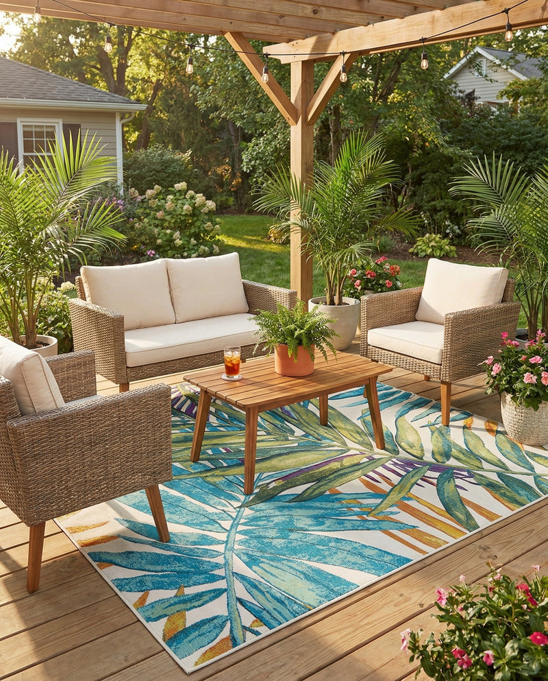 Seaside Blooms Collection Area Rug -  Arcadia Rectangle Multi  lifestyle 37