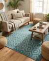 Garden Lattice Charm Collection Area Rug - Arbor (Aqua) Rectangle Aqua  lifestyle 4