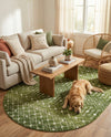 Mediterranean Lattice Collection Area Rug - Santorini (Green) Oval Green  lifestyle 31
