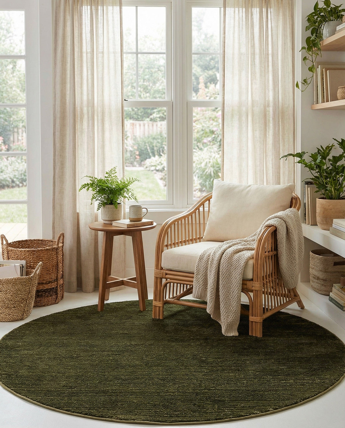 Bloomsbury Elegance Collection Area Rug -  Kensington (Green) Round Green  lifestyle 91