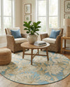 Seaside Blooms Collection Area Rug -  Shalimar Round Soft Blue  lifestyle 53