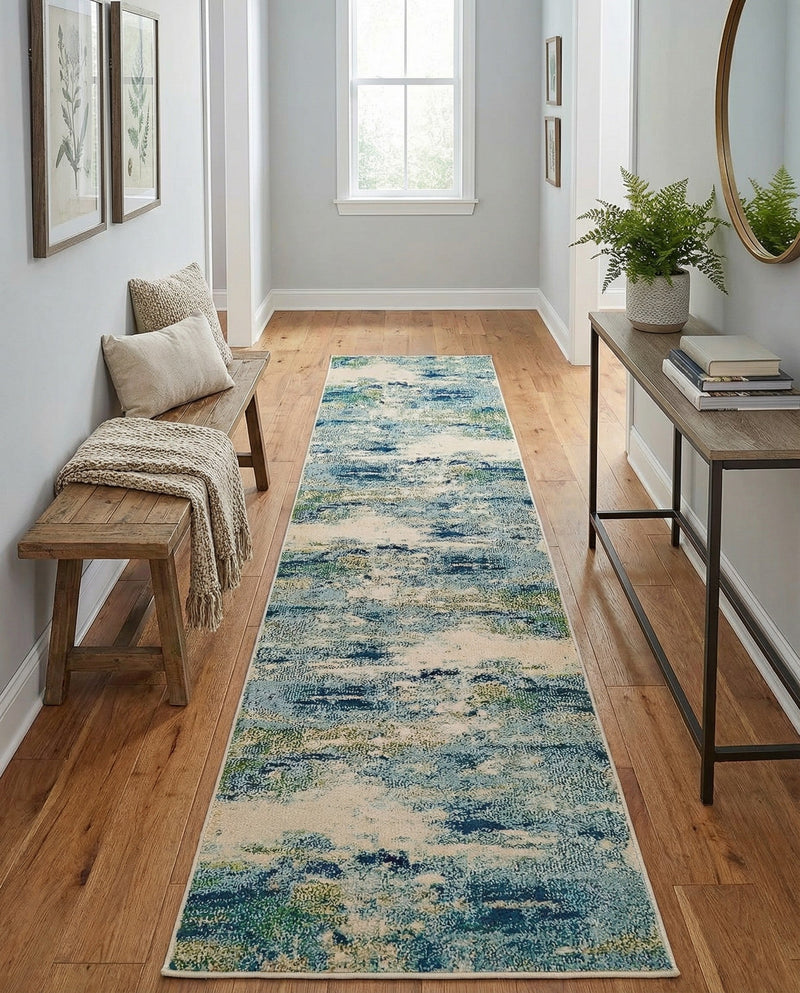 Chromatic Oasis Collection Area Rug -  Serene Runner Light Blue  lifestyle 36