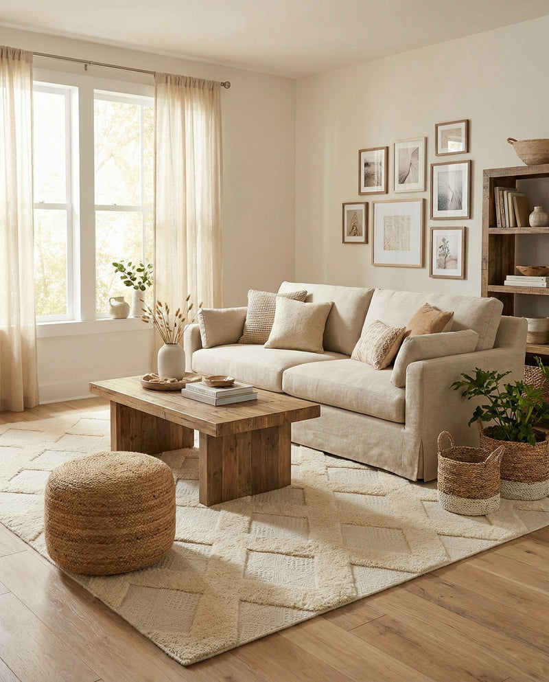 Trellis Wool Collection Area Rug - Vineyard Square Ivory  lifestyle 24