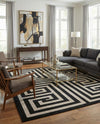 Aegean Labyrinth Collection Area Rug -  Mykonos Rectangle Black  lifestyle 27
