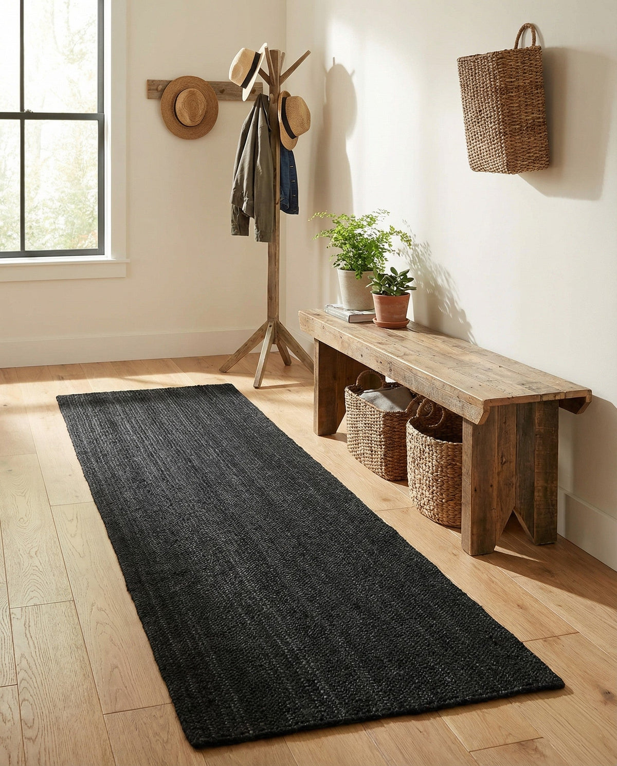 Woven Seaside Jute Collection Area Rug - Martha's Runner Black  lifestyle 84