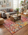 Mediterranean Lattice Collection Area Rug - Santorini (Multi) Rectangle Multi  lifestyle 4