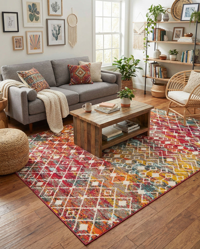Mediterranean Lattice Collection Area Rug - Santorini (Multi) Rectangle Multi  lifestyle 4