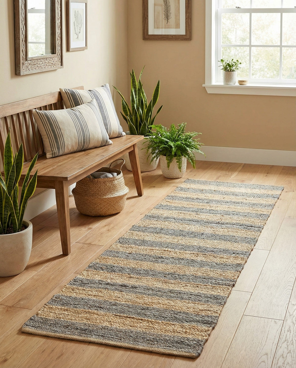 Woven Seaside Jute Collection Area Rug - Nantucket Runner Gray Ivory  lifestyle 80