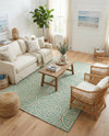 Savannah Threads Collection Area Rug -  Thar Rectangle Blue and Ivory  lifestyle 29