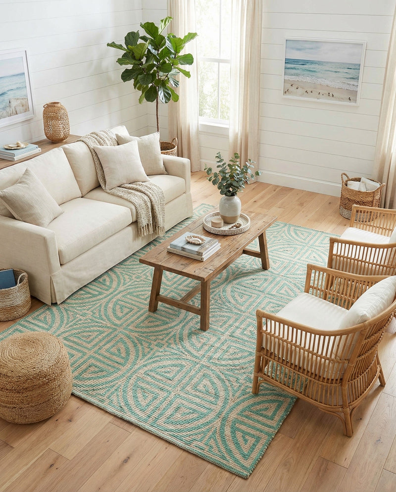 Savannah Threads Collection Area Rug -  Thar Rectangle Blue and Ivory  lifestyle 29