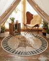 Savannah Sojourn Collection Area Rug -  Masai Round Gray and Ivory  lifestyle 47