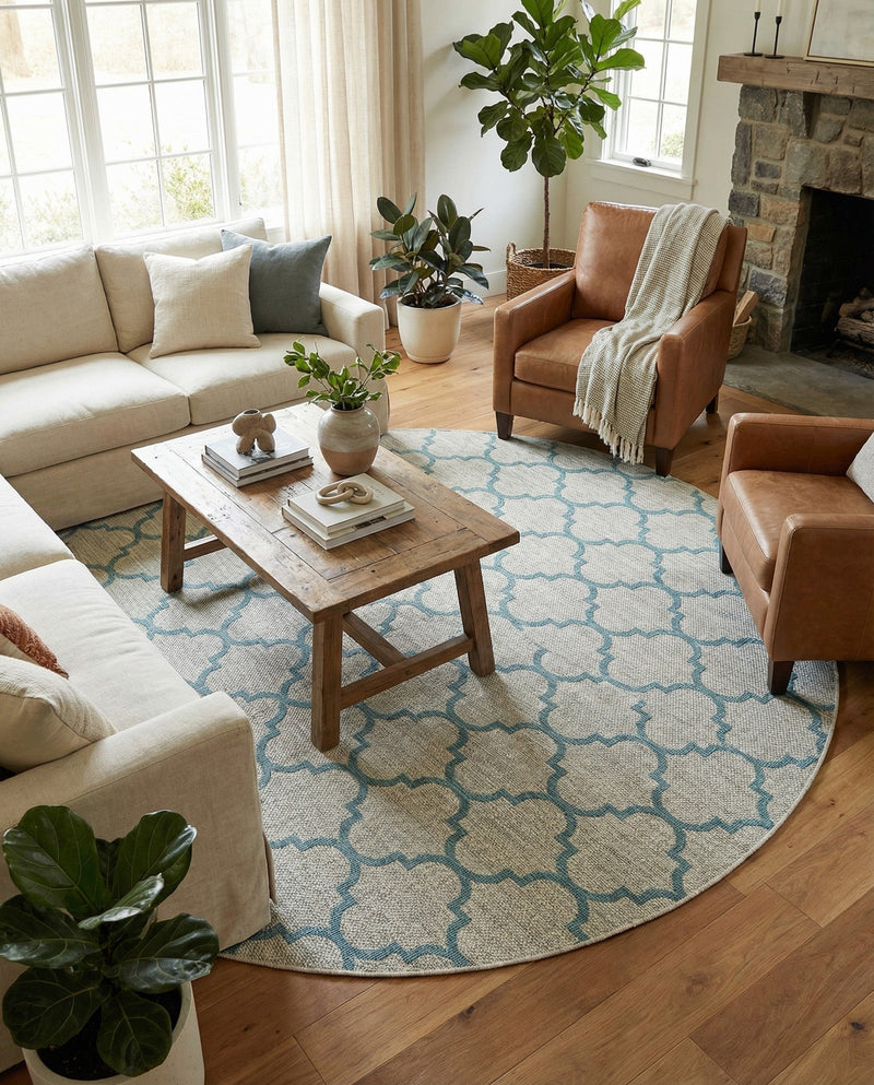 Savannah Pergola Collection Area Rug - Arbor (Gray) Round Gray  lifestyle 43