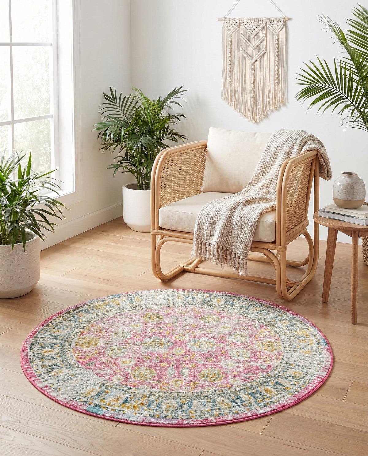 Arcadia Rugs Collection Area Rug -  Shangri-La Round Pink  lifestyle 102