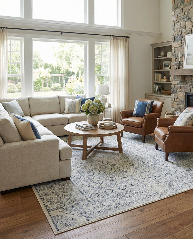 Coastal Haven Collection Area Rug -  Shoreline Square Gray  lifestyle 70