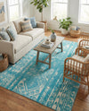 Brighton Stripes Collection Area Rug - Sussex (Light Blue) Rectangle Light Blue  lifestyle 10