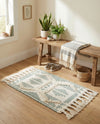 Sonoran Collection Area Rug - BellRock Rectangle Aquamarine and White  lifestyle 27