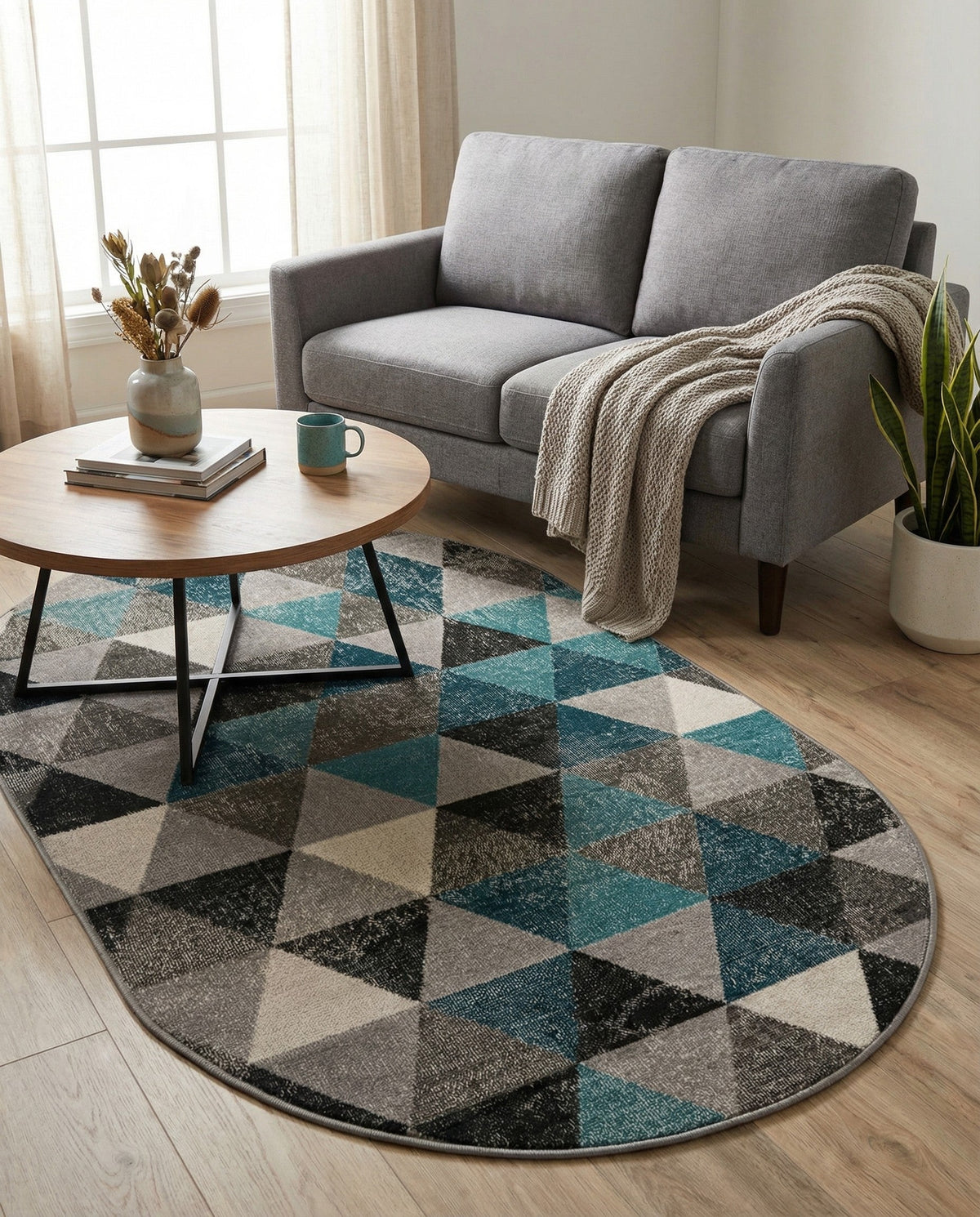 Seville Elegance Collection Area Rug -  Malaga Oval Gray  lifestyle 96