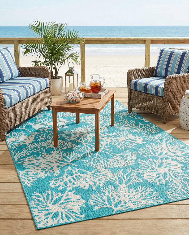 Seaside Haven Rugs Collection Area Rug -  Seaside Rectangle Teal  lifestyle 10