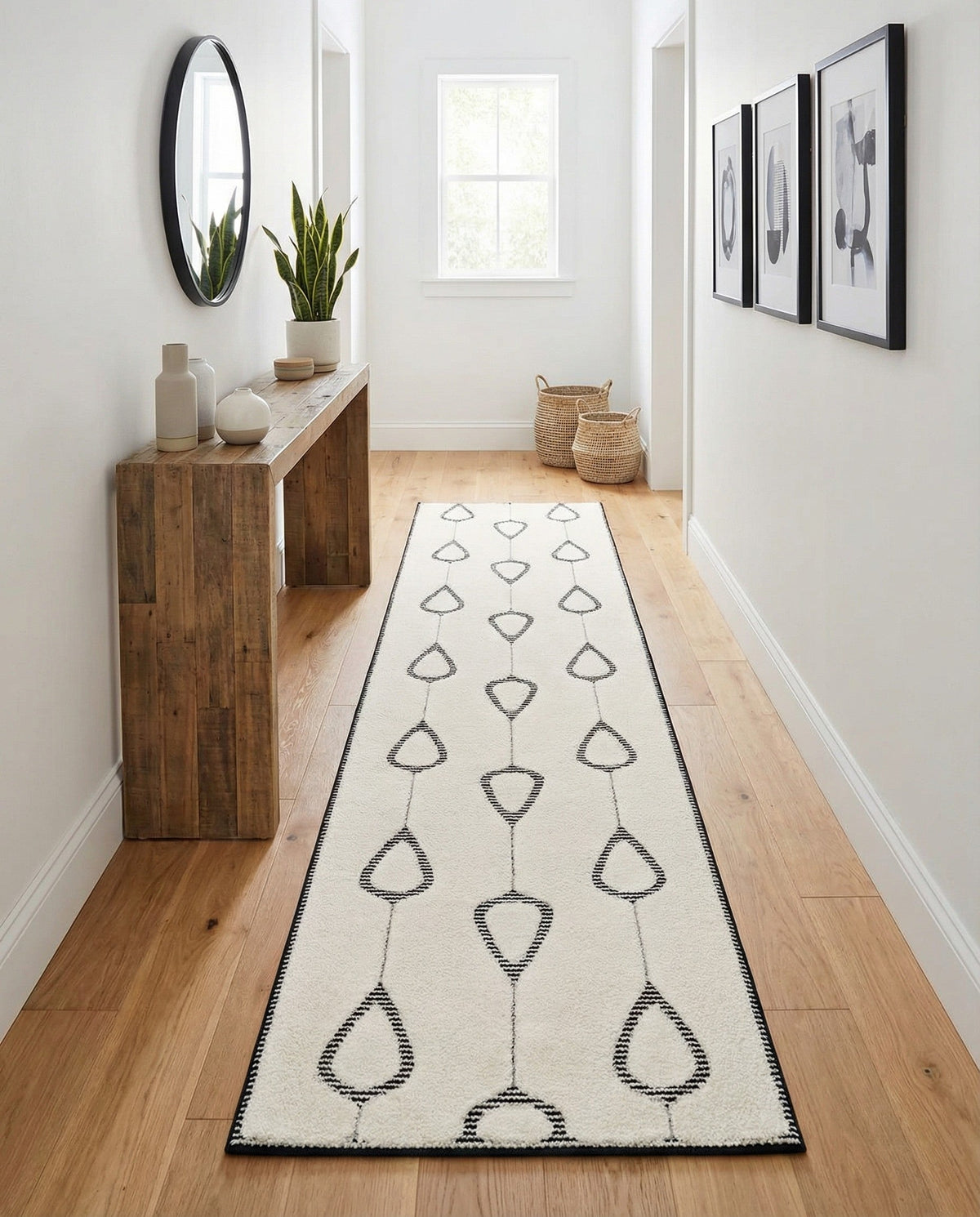 Monochrome Collection Area Rug -  Marble Runner Ivory White  lifestyle 81