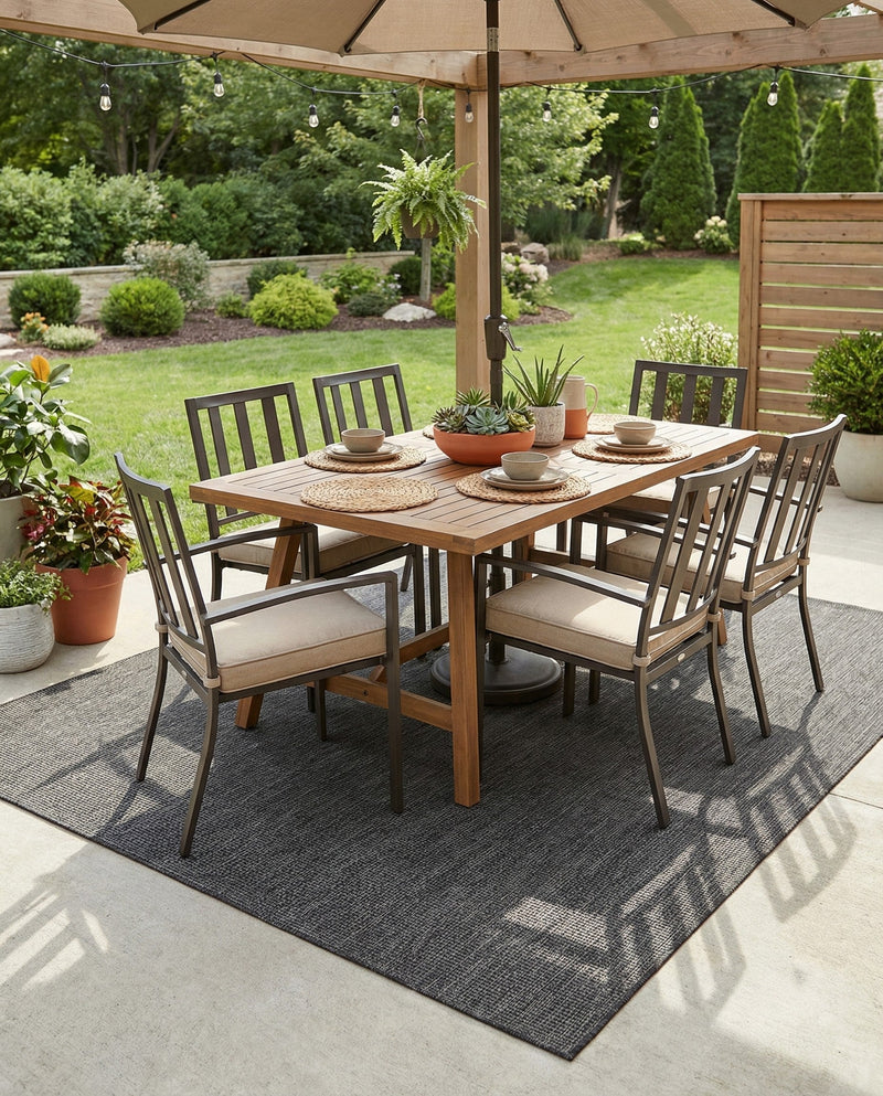 Seaside Serenity Collection Area Rug - Veranda (Black) Rectangle Black  lifestyle 7