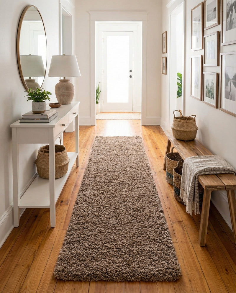 Plush Oasis Collection Area Rug - Serenity (Sandy Brown) Runner Sandy Brown  lifestyle 44