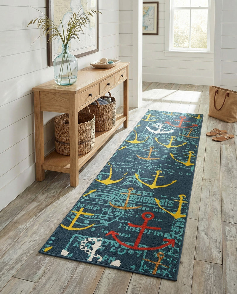 Seaside Haven Rugs Collection Area Rug -  Lighthouse Runner Navy Blue  lifestyle 67
