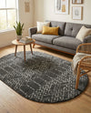 Marrakesh Lattice Collection Area Rug - Casablanca (Charcoal Gray) Oval Charcoal Gray  lifestyle 38