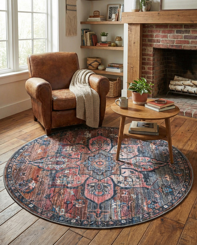 Vintage Memories Collection Area Rug -  Hindsight Round Multi  lifestyle 66