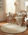 Cozy Comfort Shag Collection Area Rug - Haven (Oatmeal Beige) Round Oatmeal Beige  lifestyle 49